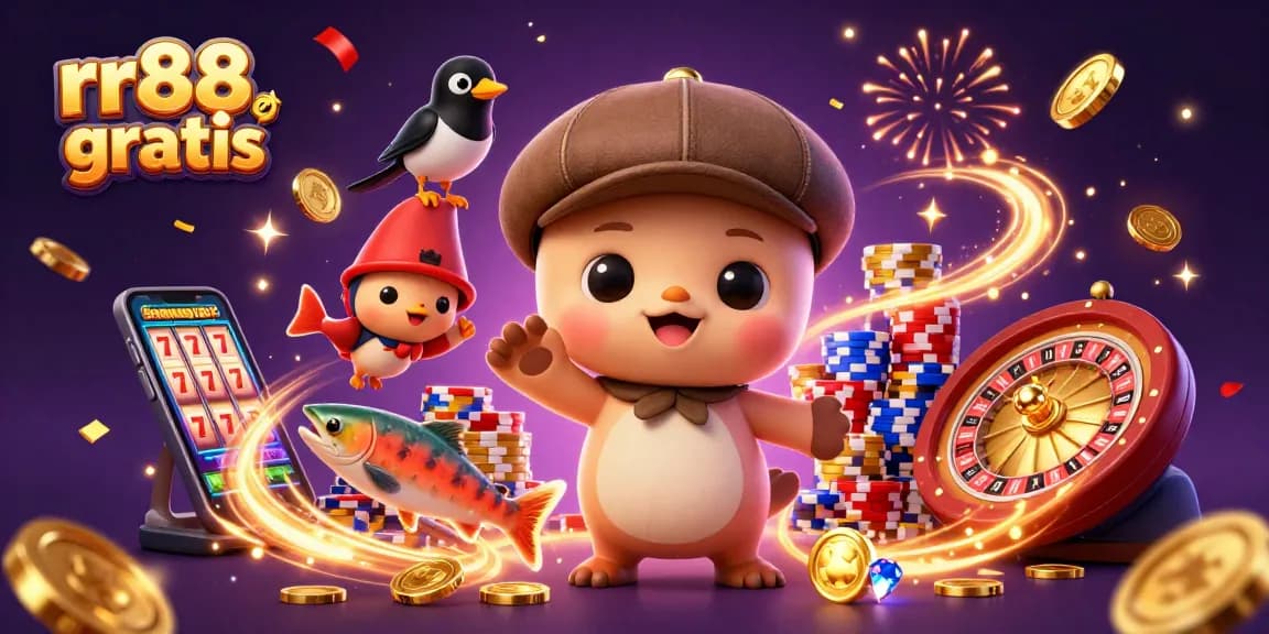 Experience thrilling gaming with rr88 gratis, featuring playful characters and exciting slot action.
