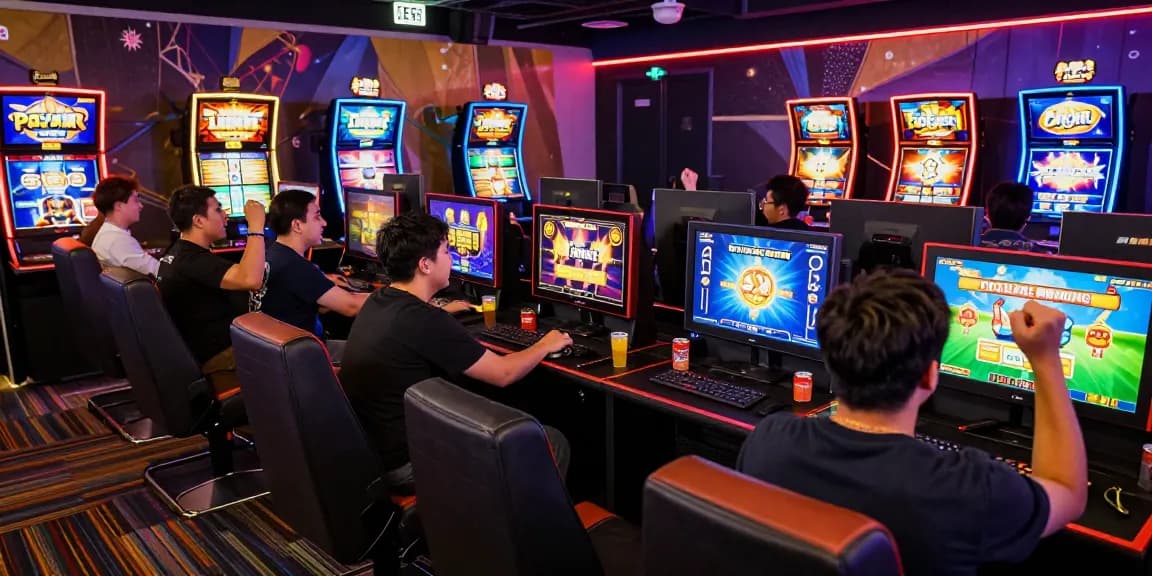 GARUDA55 players enjoying vibrant slot gaming experience in lively atmosphere