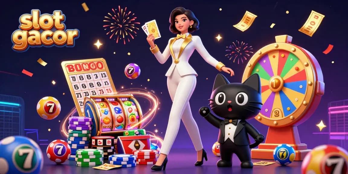 Experience thrilling slot gacor gameplay with dynamic scenes of winning cards and vibrant elements.
