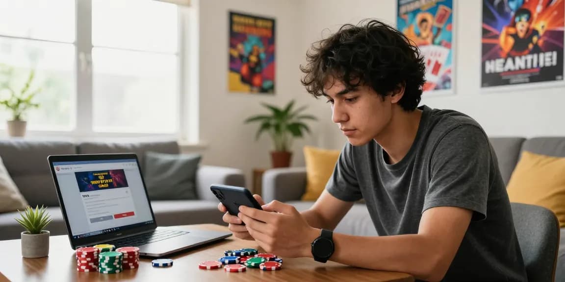 Engaged gamer on mobile device exploring Teen Patti Gold, find out more about online real money card games.