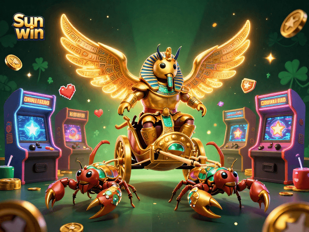 Experience thrilling gameplay with Sun win featuring a golden scarab and enticing game elements.