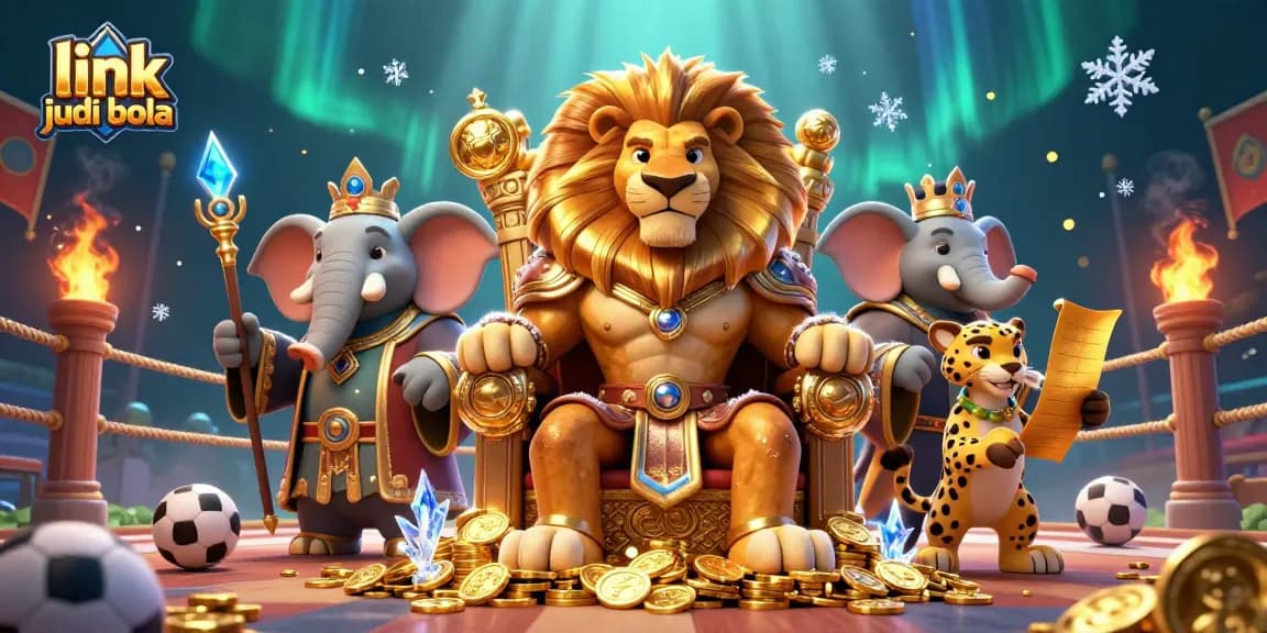 Engage with the thrill of sports betting at link judi bola, featuring a vibrant 3D illustration of characters in action.