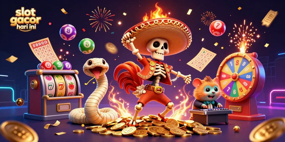 Slot gacor hari ini merayakan kemenangan dengan ilustrasi 3D kartun yang kaya detail dan suasana penuh warna