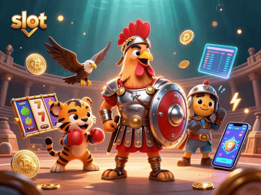 Engage in exhilarating slot gameplay with vibrant 3D characters and epic casino elements.