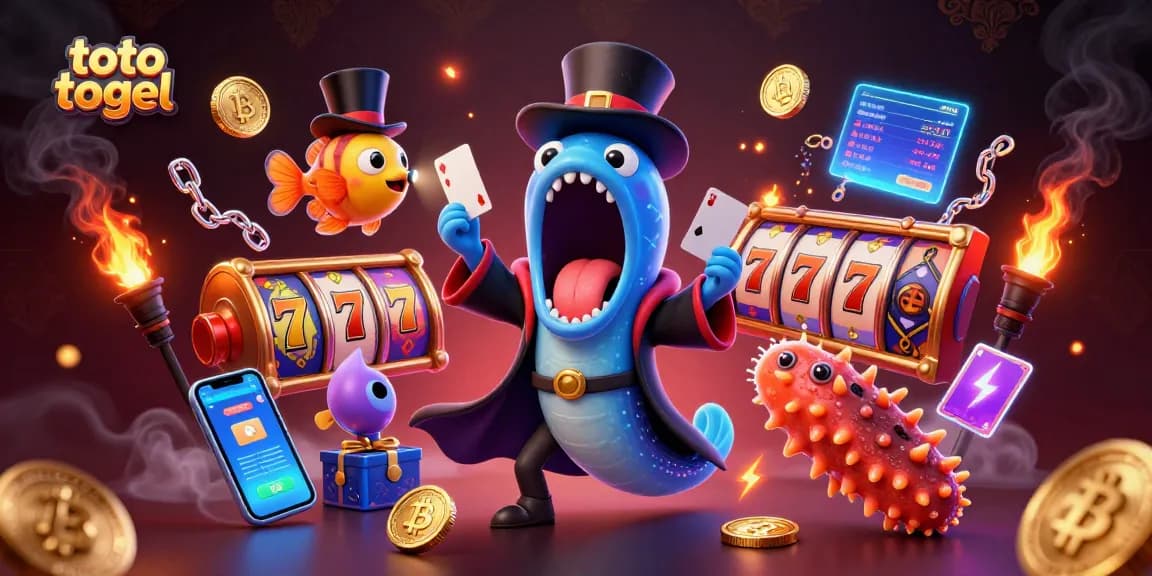 Win big with toto togel in an engaging 3D scene of magical sea creatures and slot reels.