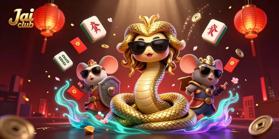 Engage with the lively Jai club scene featuring Medusa and a warrior mouse amid colorful casino symbols.