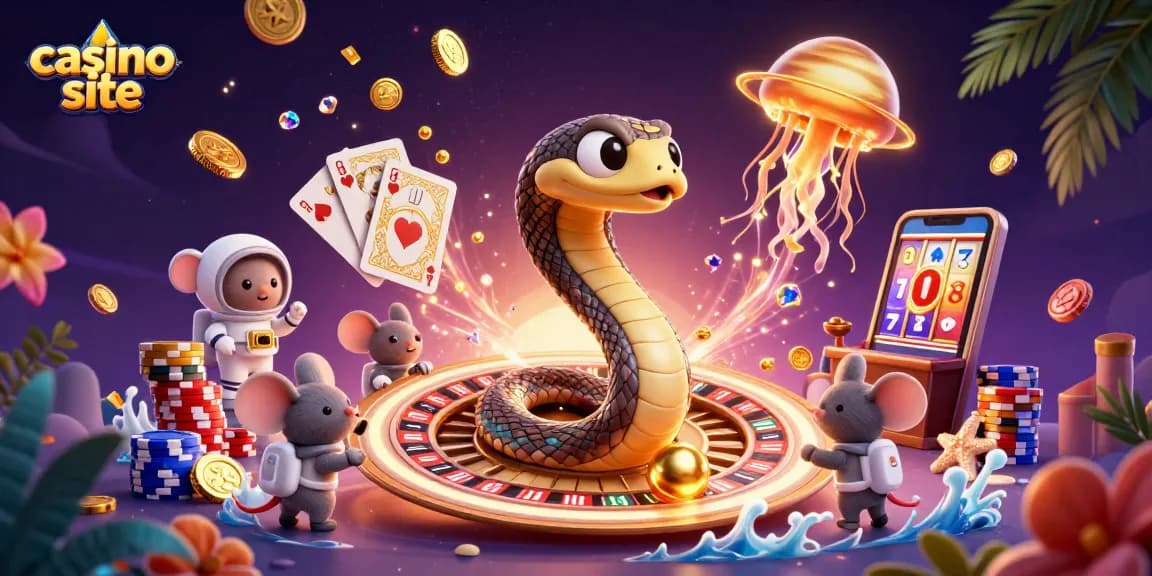 Experience thrills at the casino site with 3D characters betting in a cosmic setting.