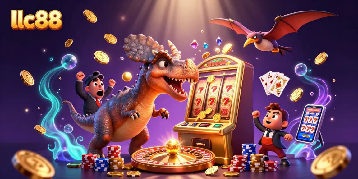 Experience thrilling wins with lclc88 as a cartoon pachycephalosaurus celebrates jackpot payouts!