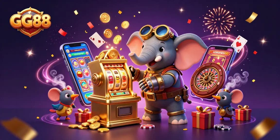 Engage in exciting gameplay at GG88 featuring vibrant slot machines and festive elements.
