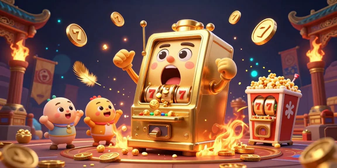 Spin the sun-themed slot machine as it hits a jackpot with coins flying, celebrating a thrilling win.
