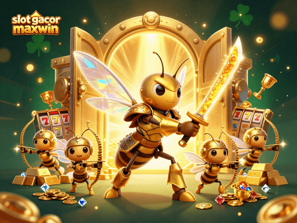 Menangkan permainan slot gacor maxwin dengan ilustrasi kasino 3D yang penuh harta karun.