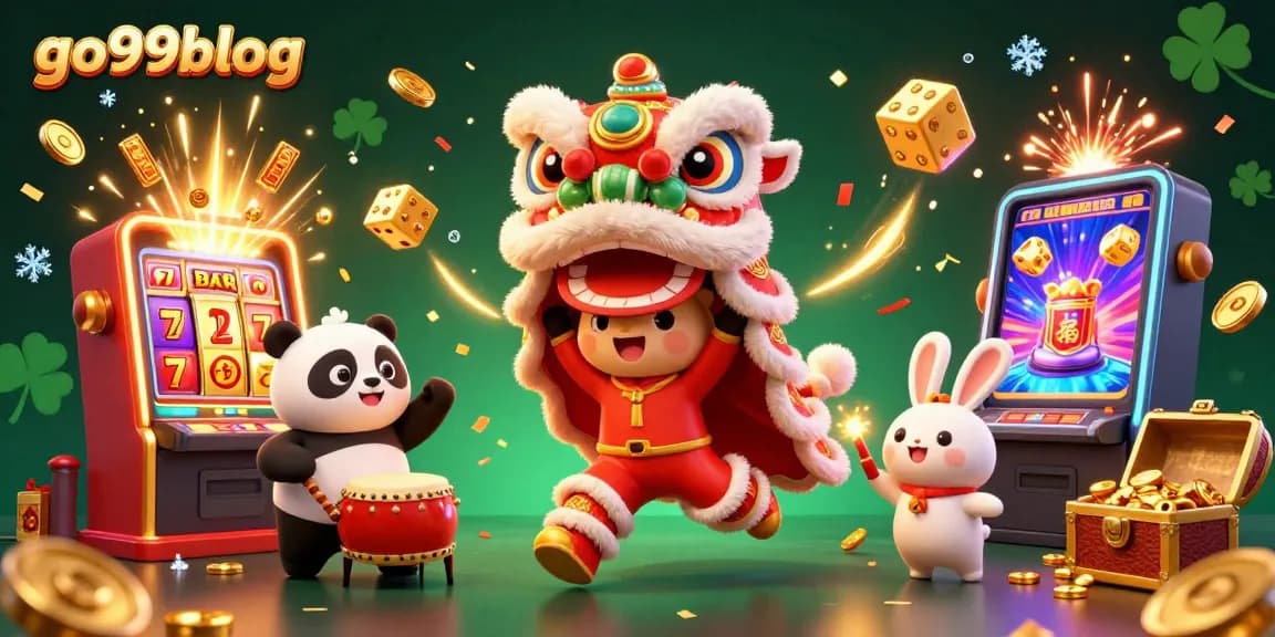 Engage with go99blog’s vibrant lion dance illustration, showcasing immersive casino excitement and vivid gaming elements.
