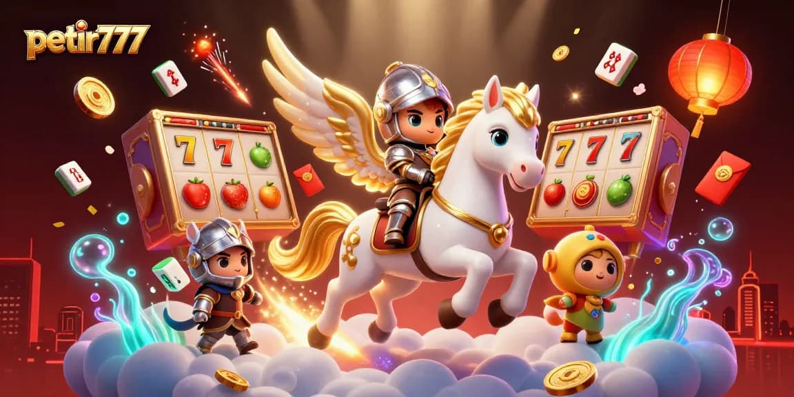 Experience the thrill of petir777 with a galloping celestial steed in an enchanted casino world.