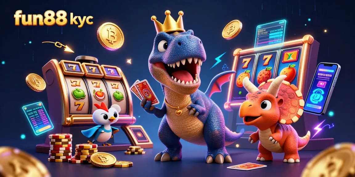 Trải nghiệm cá cược tại fun88 kyc với T-Rex thân thiện và các biểu tượng slot hấp dẫn.