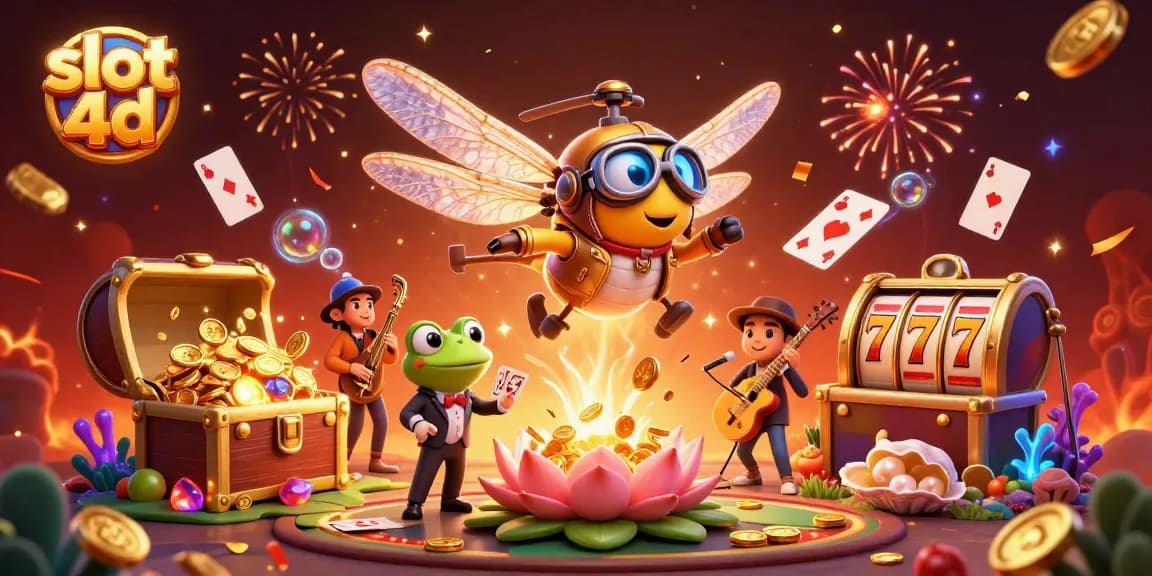 Experience thrilling slot 4d action with colorful casino elements in a vibrant 3D scene.