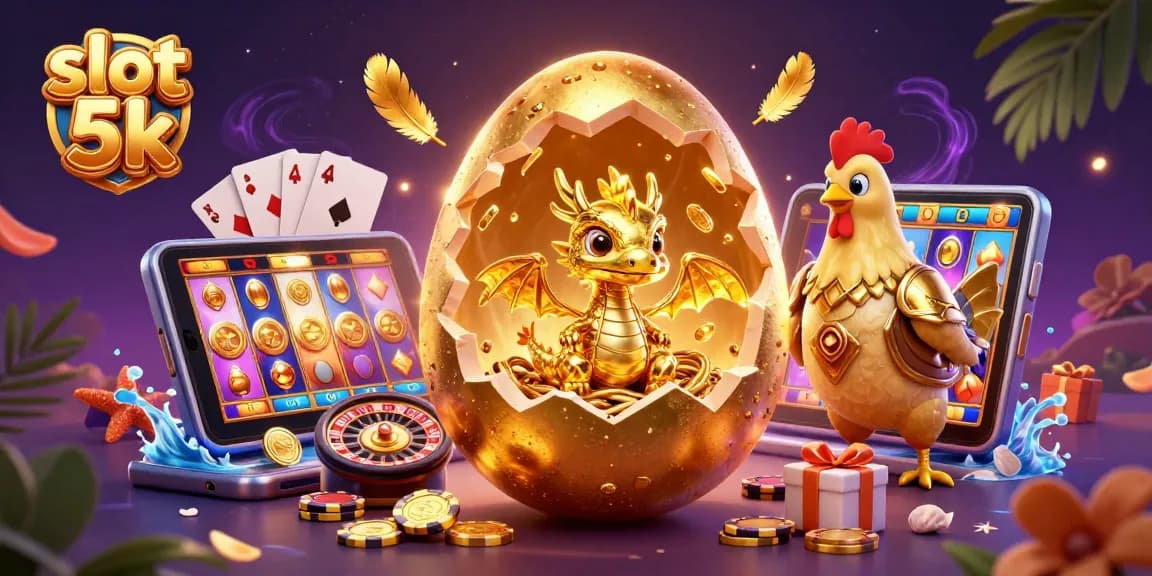 Experience thrilling wins with slot 5k in this enchanting dragon-themed casino illustration.