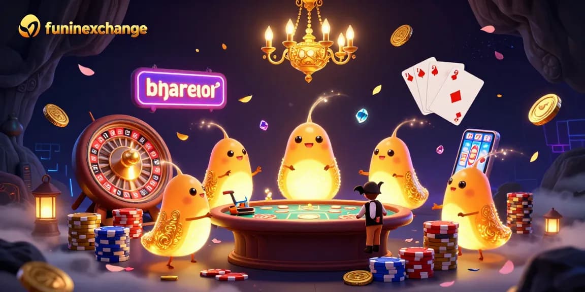 Experience funinexchange's vibrant cave casino with glowworms lighting up the action and golden treasures flying around.