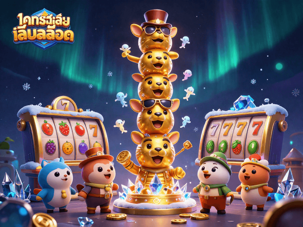 Try ทดลองเล่นสล็อต with engaging slot reels featuring lively characters and festive icons.