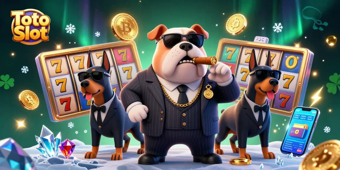 Engage in thrilling Toto Slot action with cartoon characters amid dynamic casino elements.