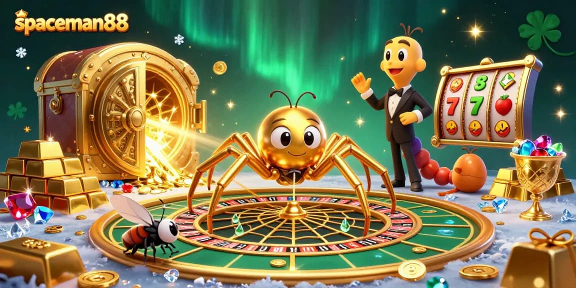 Experience thrilling gameplay at spaceman88 with a dynamic roulette-themed 3D illustration.