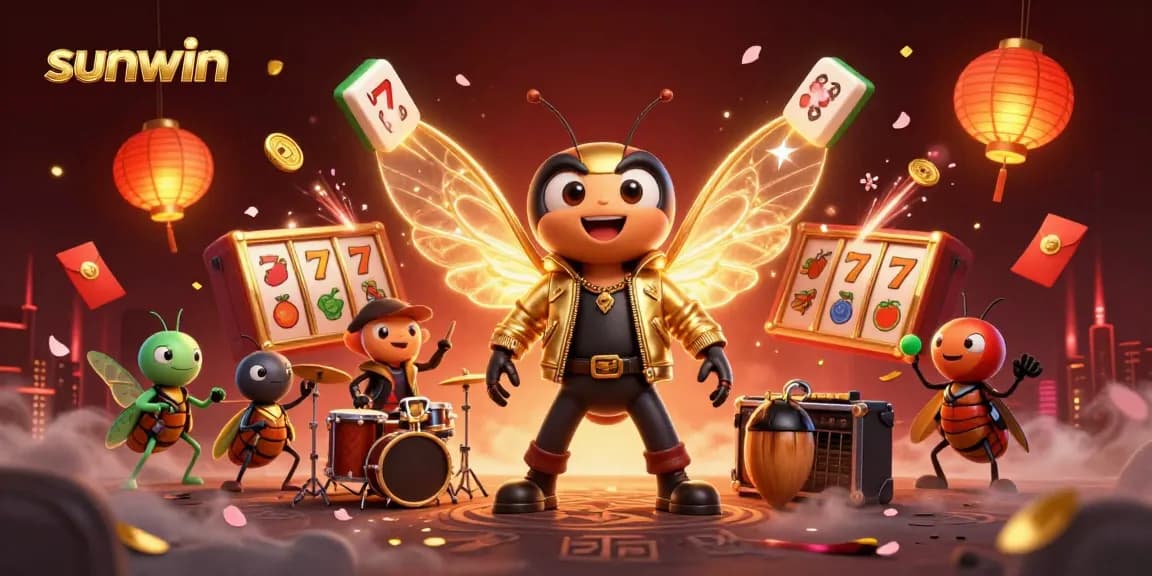 Experience thrilling casino excitement with sunwin in this vibrant illustration of a cicada rock star.