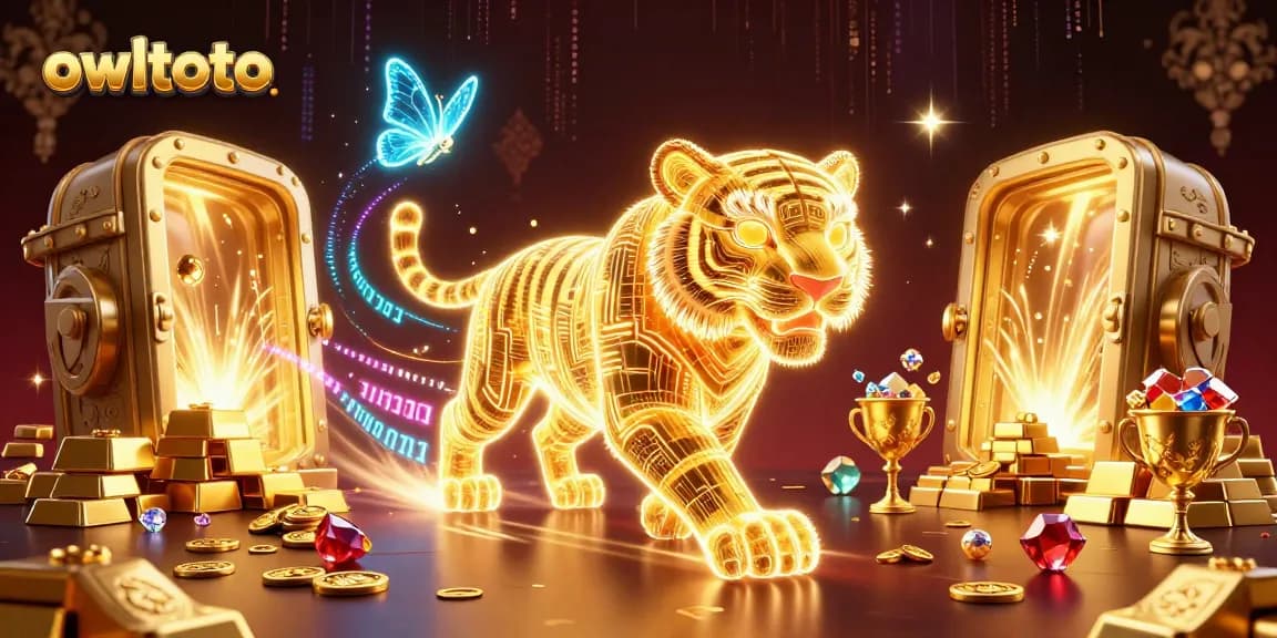 Experience the thrill of owltoto with this vibrant dynamic casino scene packed with treasures and light.