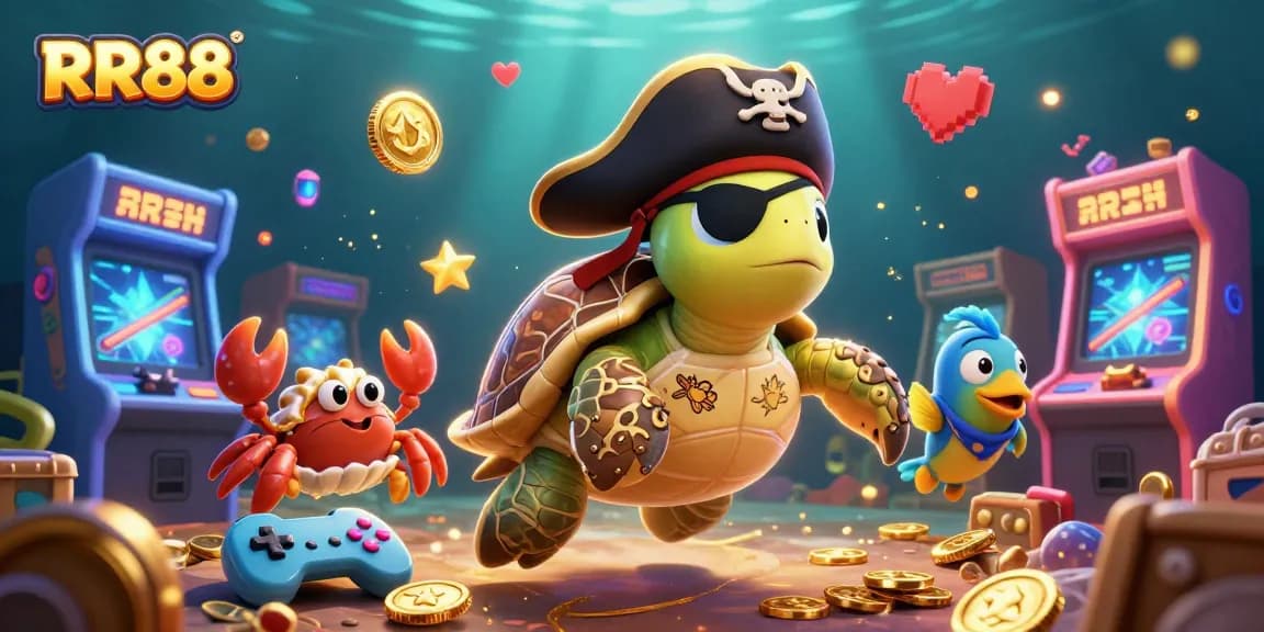 Experience thrilling adventures with RR88's vibrant gaming scene featuring animated underwater characters.