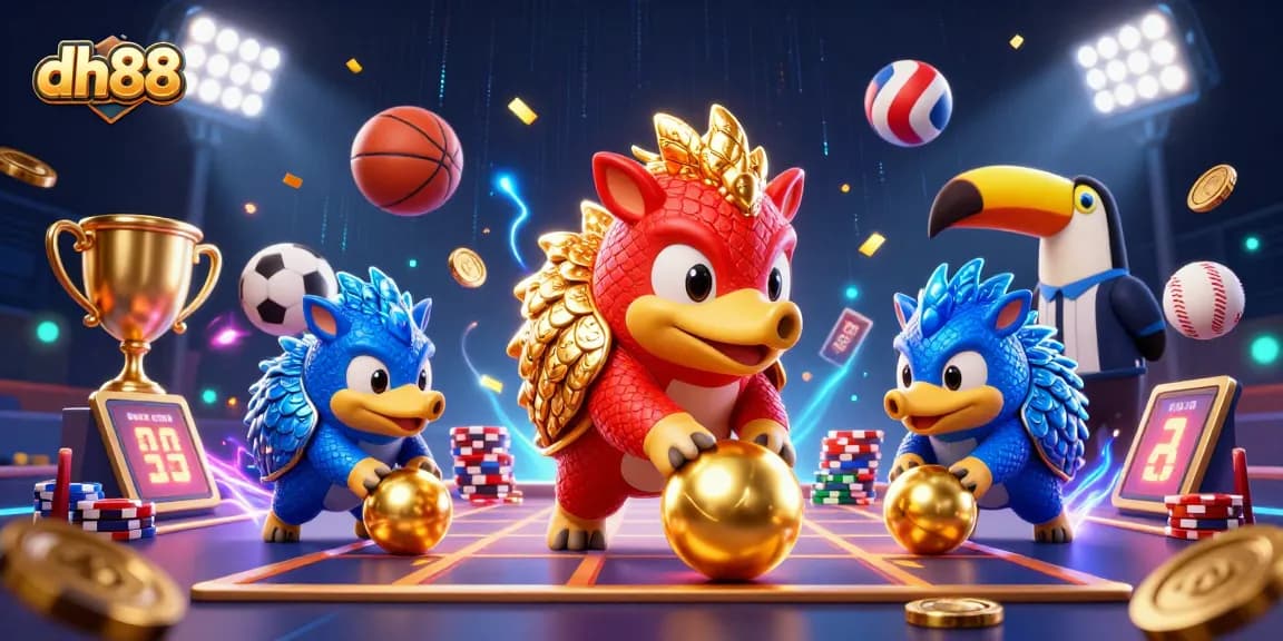 Experience vibrant gameplay with dh88 as rival pangolins roll golden balls in a casino setting