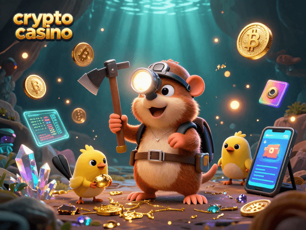 Engage with the crypto casino universe through this vibrant, immersive 3D illustration.