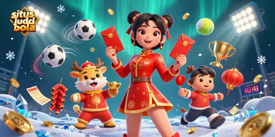 Experience thrilling bets at situs judi bola with vibrant illustrations and dynamic sports elements.