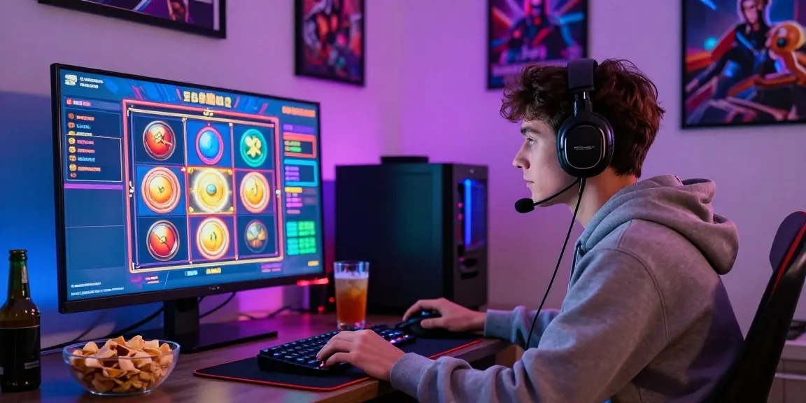 Exciting gaming scene with vibrant slot games and relaxed atmosphere highlighting deposit tanpa minimal.
