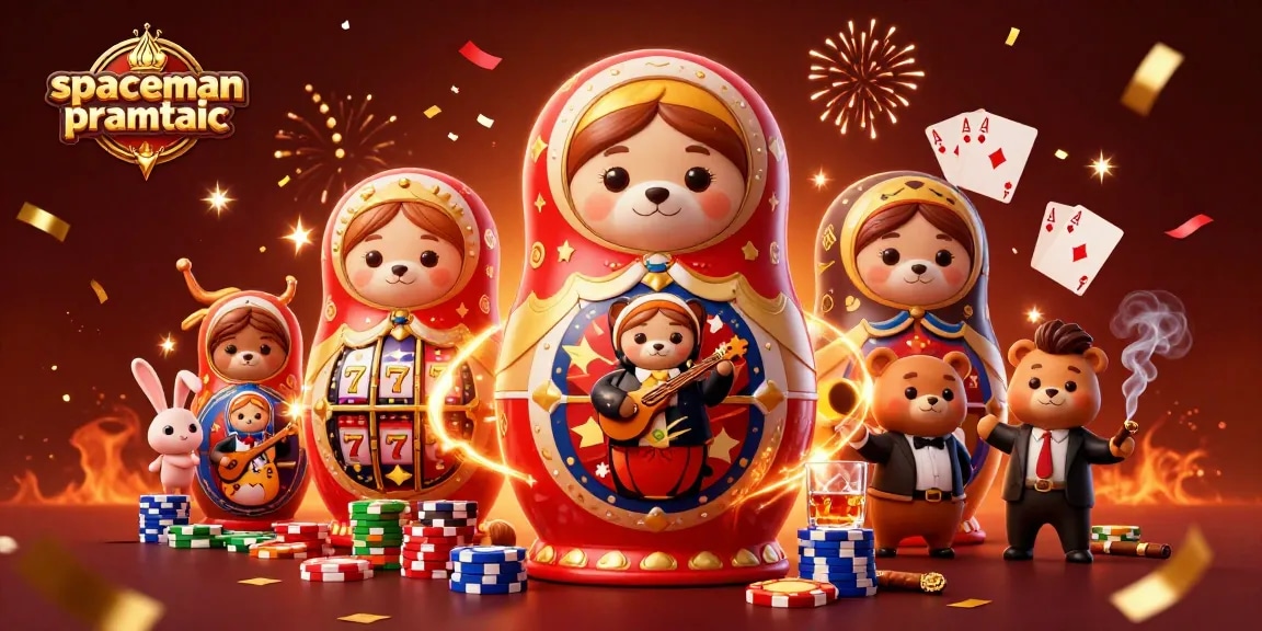 Experience the thrill of spaceman pragmatic slot gaming with vibrant casino elements and festive characters.