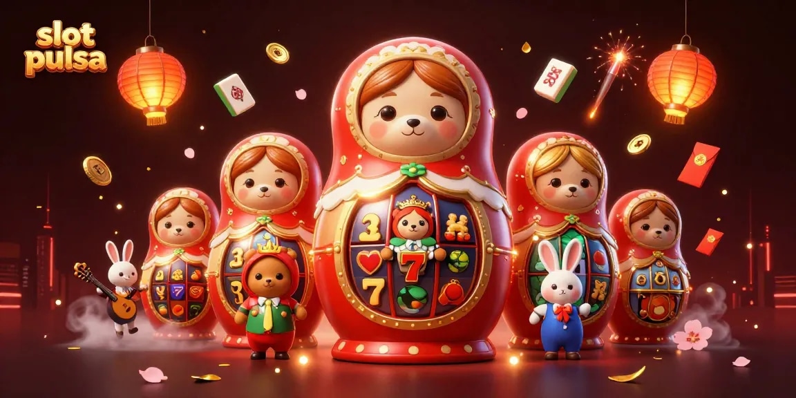 Engage in exciting slot pulsa games with vibrant characters and dynamic casino elements.