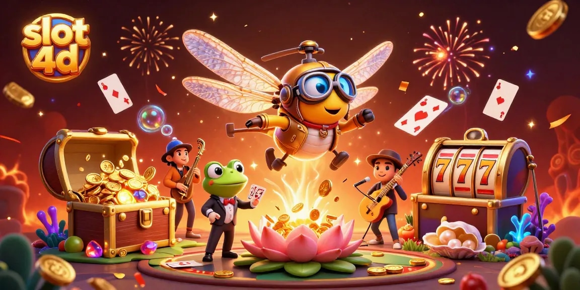 Experience thrilling slot 4d action with colorful casino elements in a vibrant 3D scene.