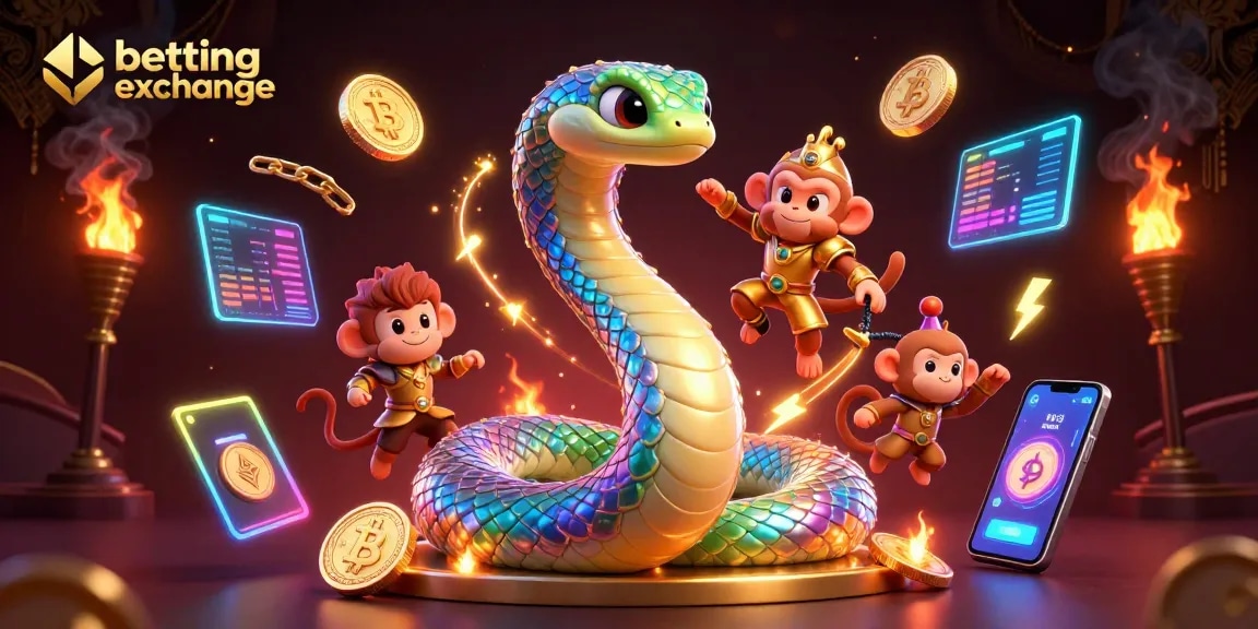 Engage with the thrilling betting exchange experience amidst vibrant 3D characters and dynamic crypto elements.