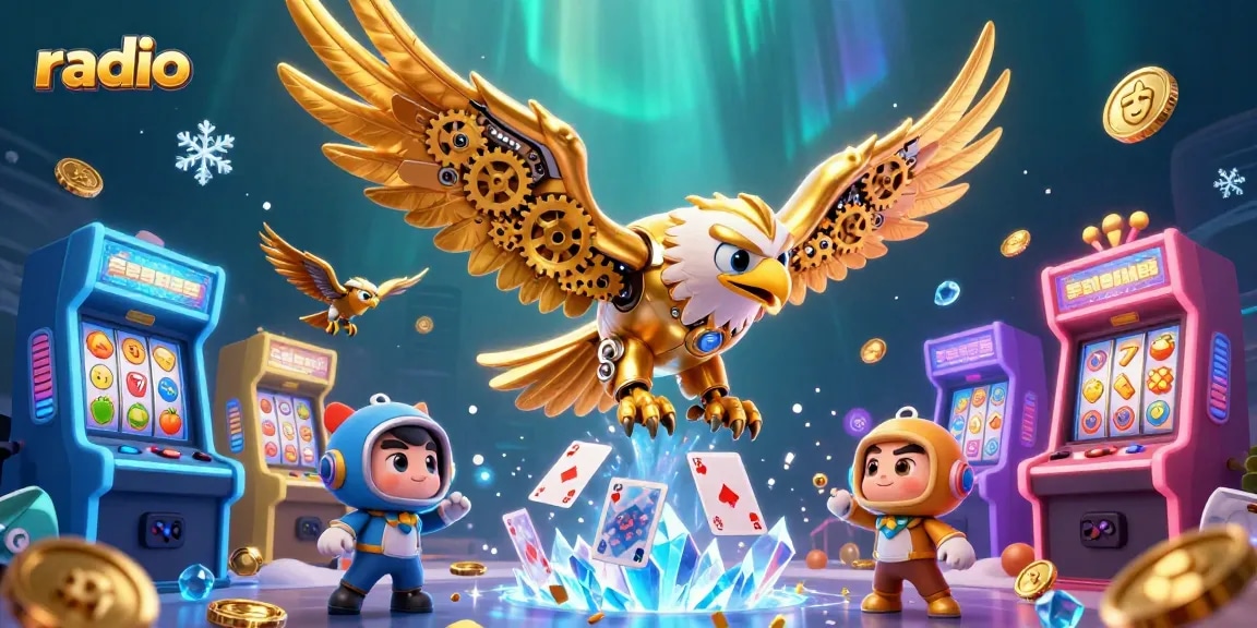 Experience the thrill of radio-inspired betting with this vibrant 3D casino scene.