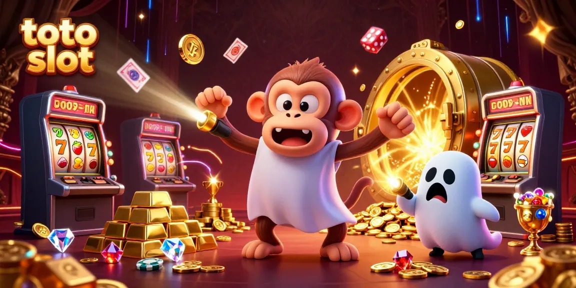 Experience the thrilling world of toto slot with a playful ghost-hunter puppy tracking a mischievous poltergeist monkey