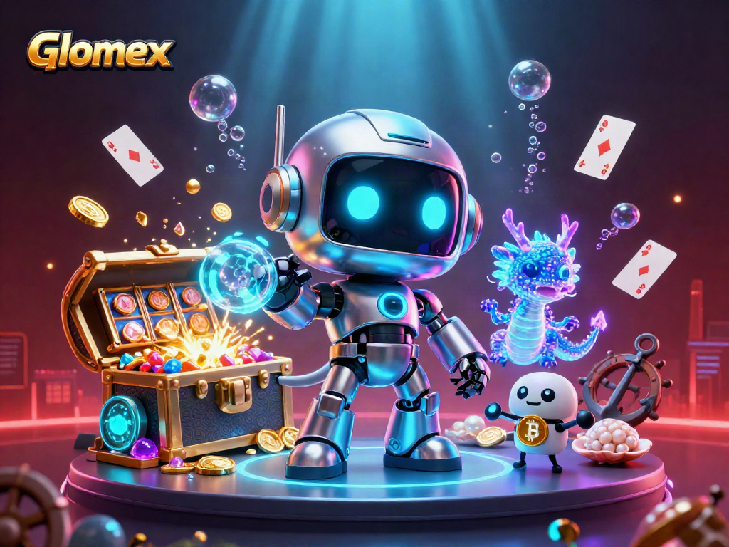 Experience Glomex's exciting gaming atmosphere with vibrant slots and dynamic animated characters.