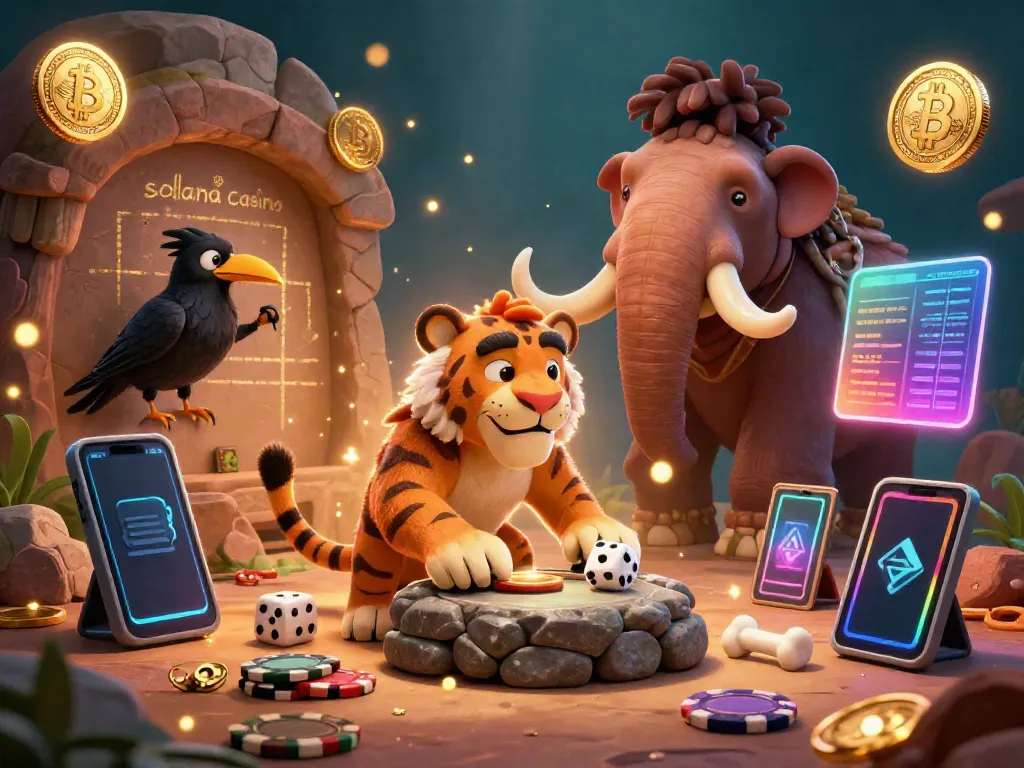 Experience the vibrant action of a solana casino featuring animated characters, crypto coins, and immersive game elements.
