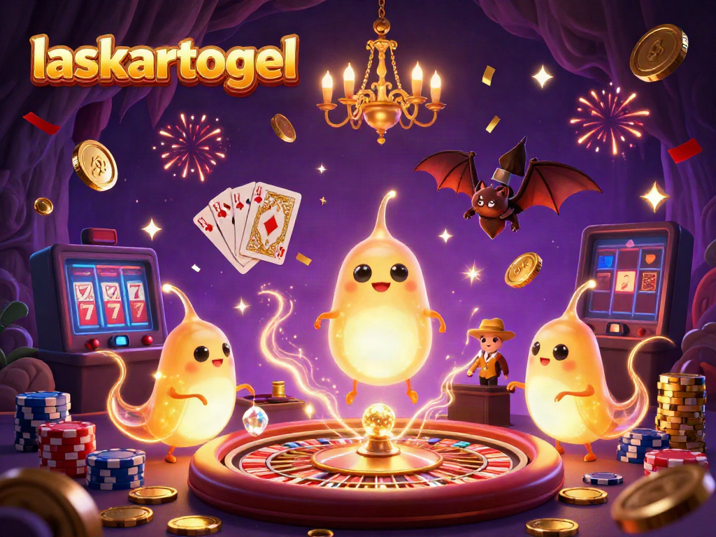 Engage with laskartogel’s vibrant casino atmosphere featuring glowing characters, coin cascades, and dynamic gameplay.