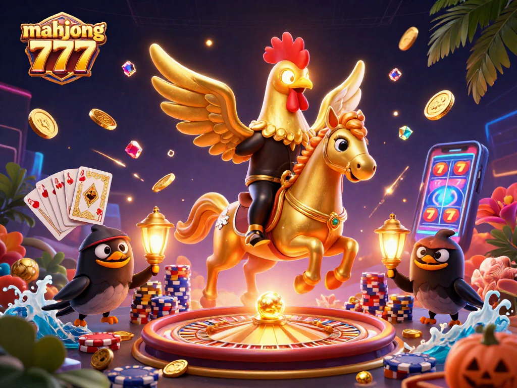 Experience the thrill of mahjong 777 with glowing symbols, cascading coins, and a vibrant casino atmosphere.