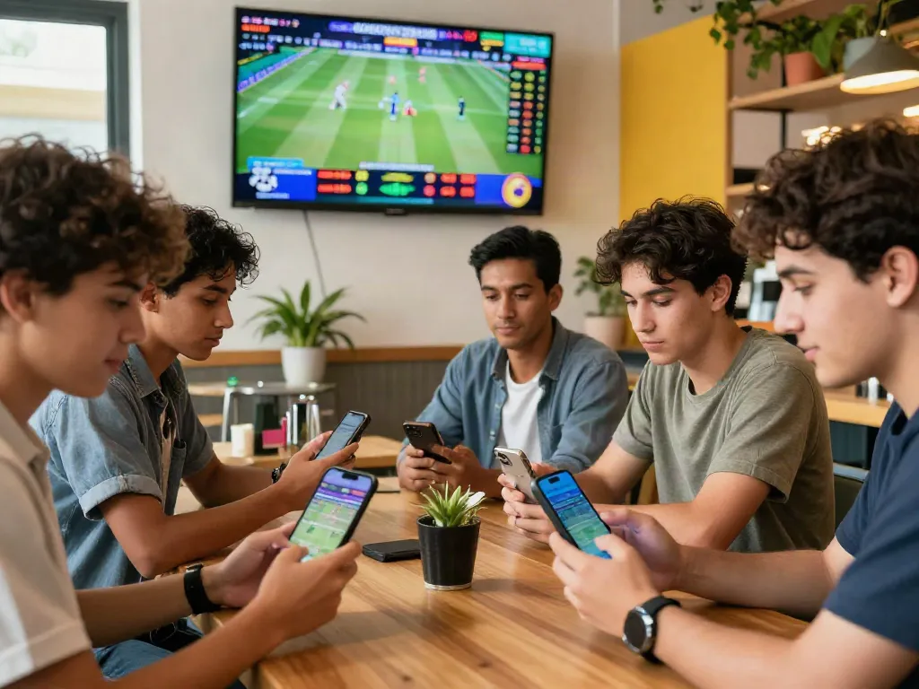 Exciting sports betting scene featuring diverse players on Lotus365 engaging with cricket, football, and tennis odds.