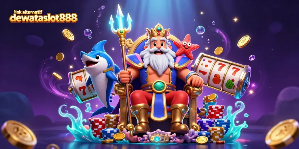 Menangkan permainan dengan link alternatif dewataslot888 dalam ilustrasi kasino 3D yang dinamis.