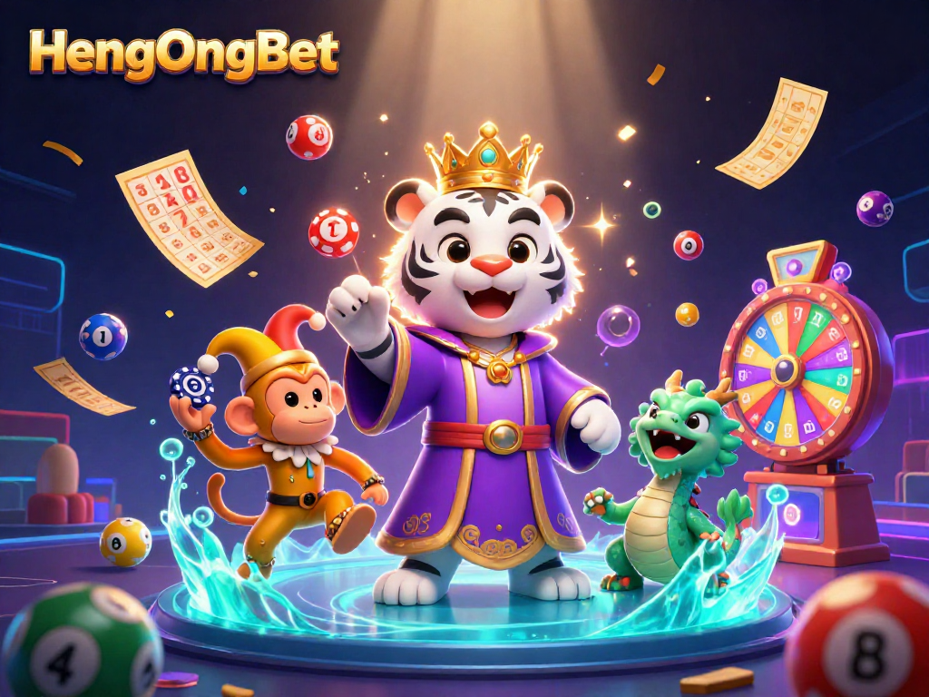 Engage with the vibrant world of HengOngBet casino gaming, featuring whimsical characters and exciting game elements.