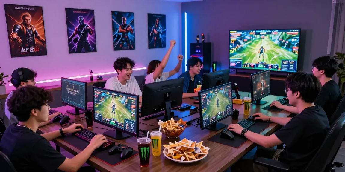 Exciting online gaming session featuring players engaged with pkr-888 game on their devices in a lively living room.