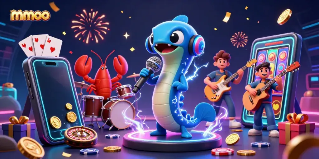Experience the thrilling energy of mmoo in an underwater casino with dynamic characters performing.