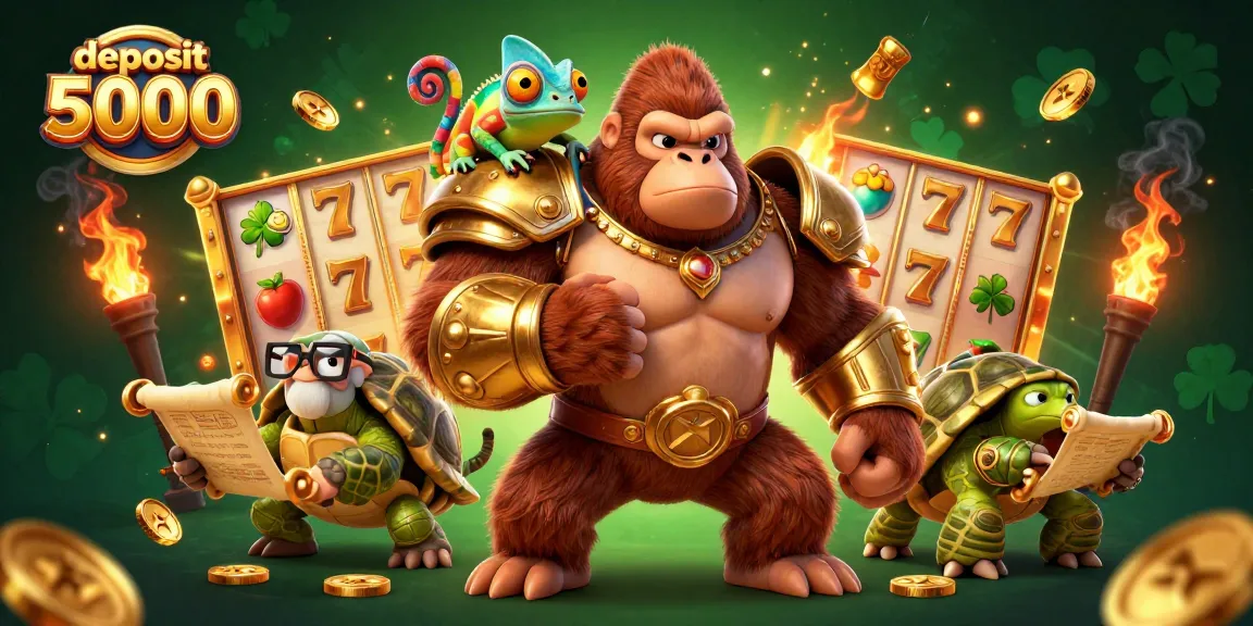 Experience exciting slots and bonuses with deposit 5000 in this vibrant 3D casino scene.