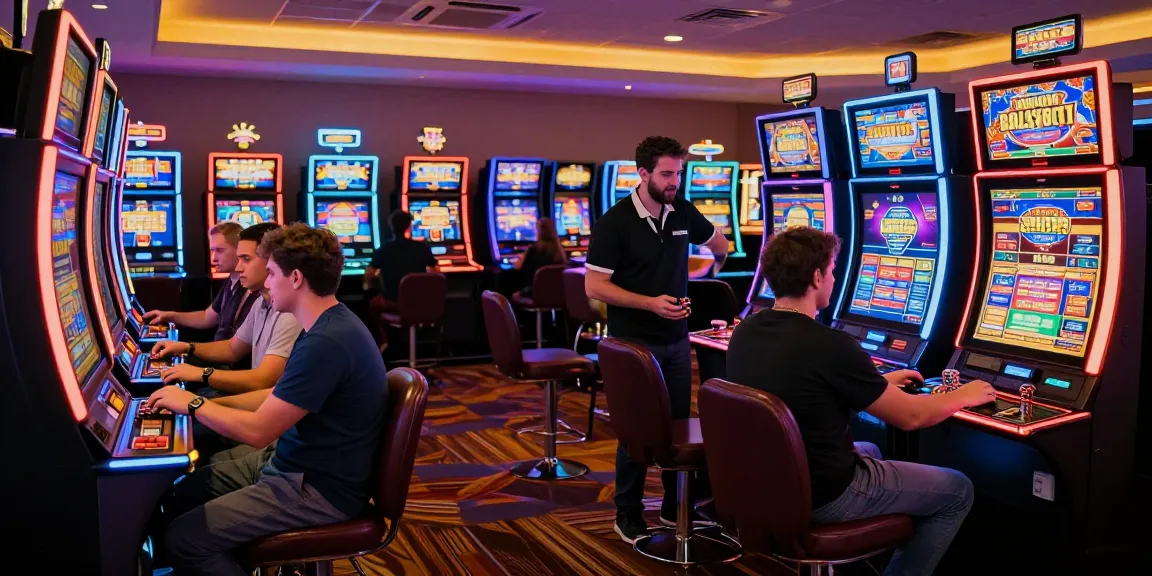 A80 slot information platform within an energetic casino setting featuring players and slot machines.