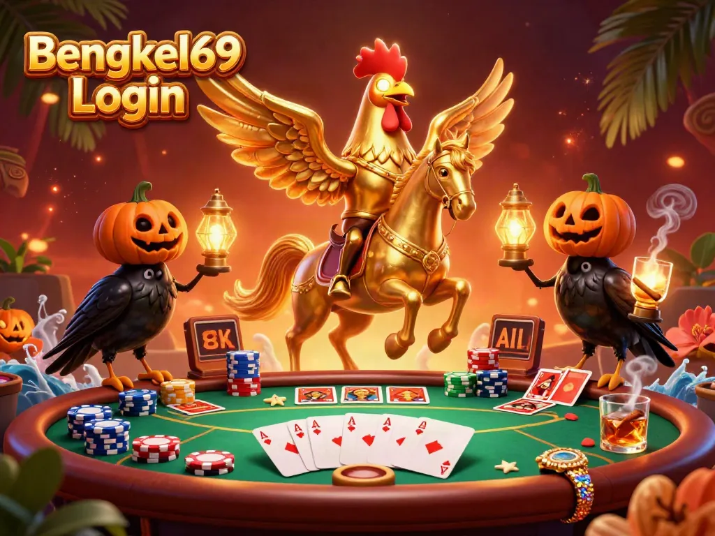 Experience the thrill of gaming in the vibrant world of Bengkel69 Login, featuring colorful poker action.