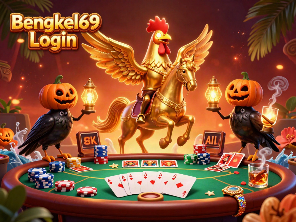 Experience the thrill of gaming in the vibrant world of Bengkel69 Login, featuring colorful poker action.